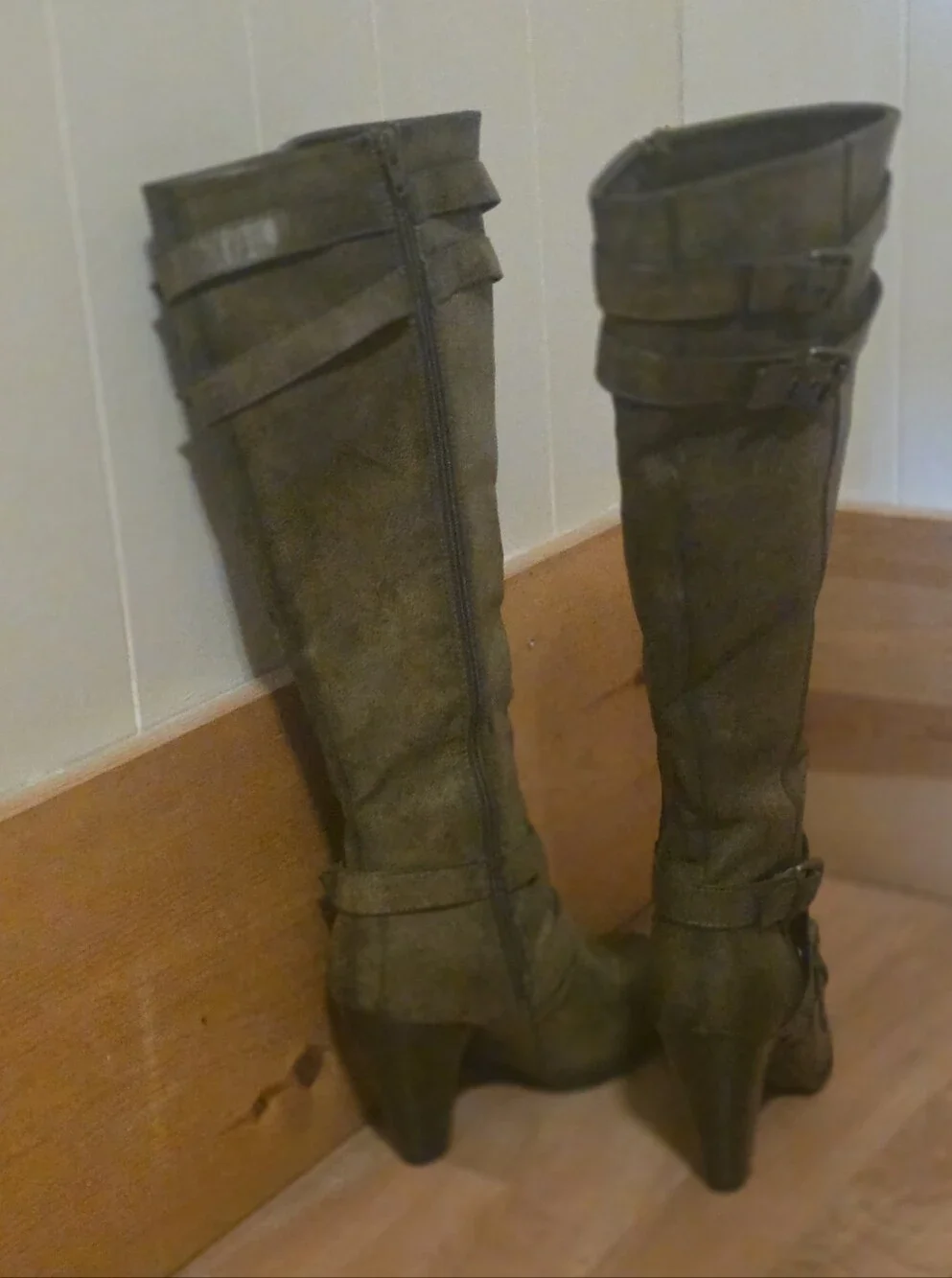JustFab Olive Over-the-Knee Buckle Boots